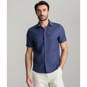 Untuckit Mens Cameron Navy size XX-Large Linen Short Sleeve button up shirt